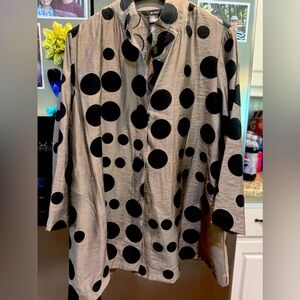 ALI MILES - brown with black polka dots button up jacket. Never worn.